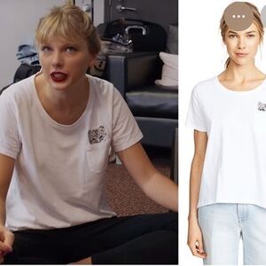 Paul & Joe Sister Glendale Cat Pocket Tee in White ASO Taylor Swift